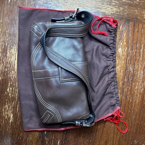 Vintage Coach Y2K Brown Leather Shoulder Bag With Dust Bag - Picture 7 of 15